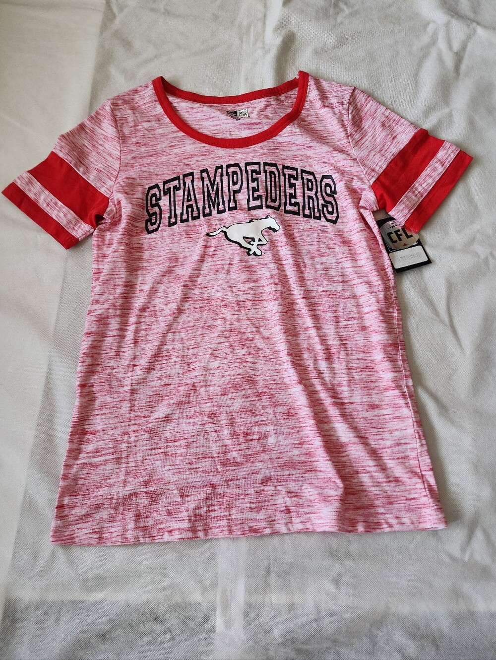 Calgary Stampeders Girls' Pink Heathered Tee Size M